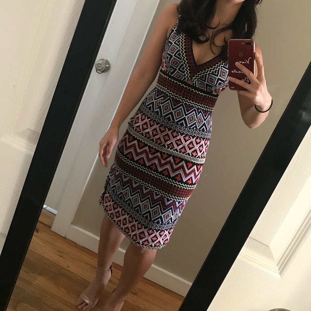 Anthropologie Multicolor V-Neck Mini Dress